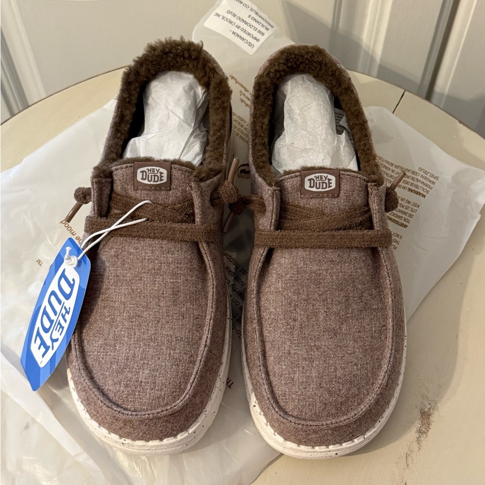 NEW Heydude Wendy Wool Cozy Walnut Slip-On Shoes, Sz 9
